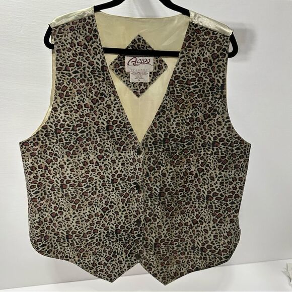 Agapo Collection Jaguar Print Leather Vest 2X - Picture 1 of 15